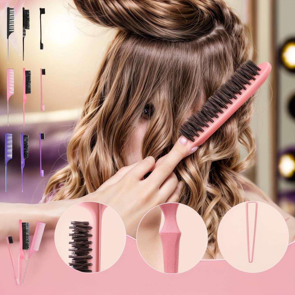 Hair Oil Comb Set Brush Comb Hairdressing Tools Eyebrow Brush Hair Comb Partition Pointed Tail Comb Three-piece Set