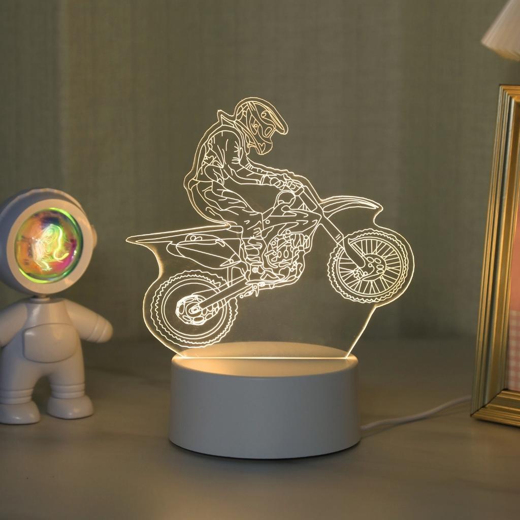 USB 3D мотоцикл эксперт креативный ночник, украшение дома гостиная спальня декоративный свет, подарок на день рождения праздник