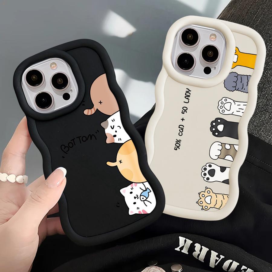 Чехол для iPhone 8 17 Air 12 13 11 14 16 Pro Max XR 15 Plus Мягкий чехол для телефона Милый мультяшный кот