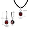 Серебро 925 пробы, серебряный кулон, ожерелье, серьги, комплект ювелирных изделий, оправа безеля, красный гранат, натуральный драгоценный камень, простой дизайн для женщин, хороший подарок