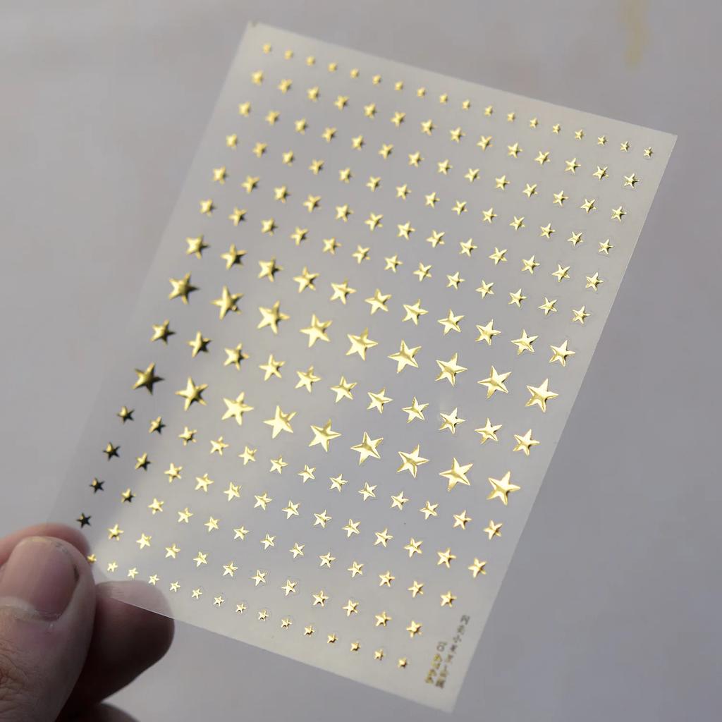 1pcs 5D Relief Kawaii Colorful Star Nail Art Stickers Multi Macaron Mangxing Nail Decorations Self Adhesive Decals Accessories