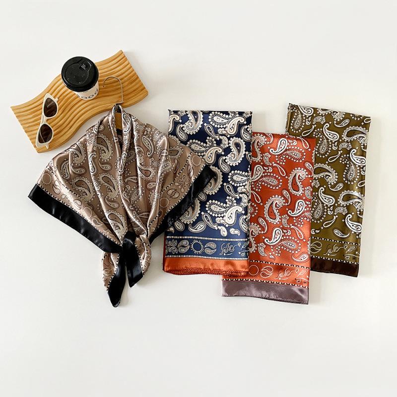 Новый шелковый шарф женский шарф с принтом кешью шарф-накидка атласный шарф атласный шарф большой квадратный шарф-шаль