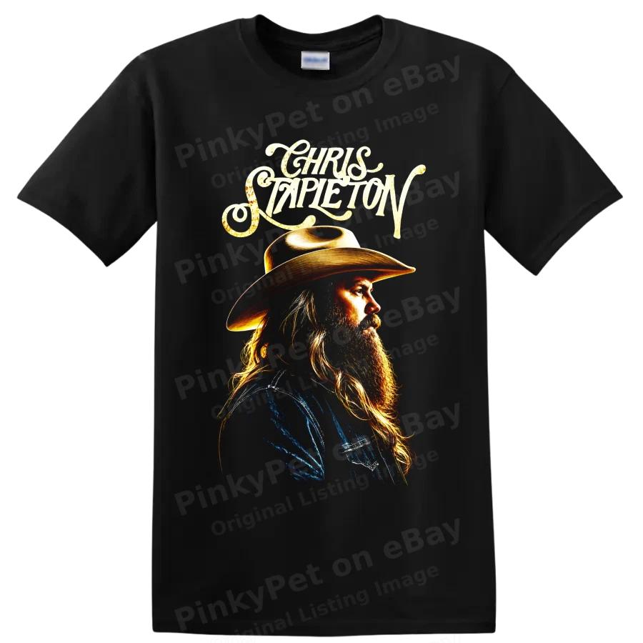 Chris Stapleton Country Singer T Shirt Cowboy Hat Portrait Music Fan Tee Art