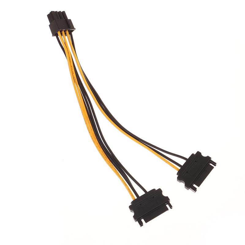 1 шт. Кабель питания Двойной 15-контактный SATA Папа к 8-контактному Папа PCI Express PCI-E Адаптер-разветвитель для видеокарты