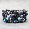 Volcanic Stone Beaded Bracelet Men Jewelry Black String Frosted Beads Personalized Trend of Men Women Accessories