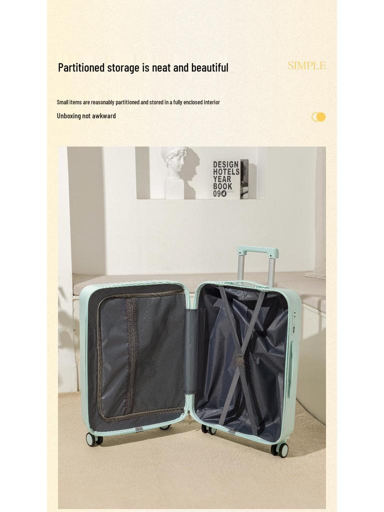 Легкий женский чемодан-спиннер 20 дюймов с подстаканником - Ручная кладь в свежем стиле