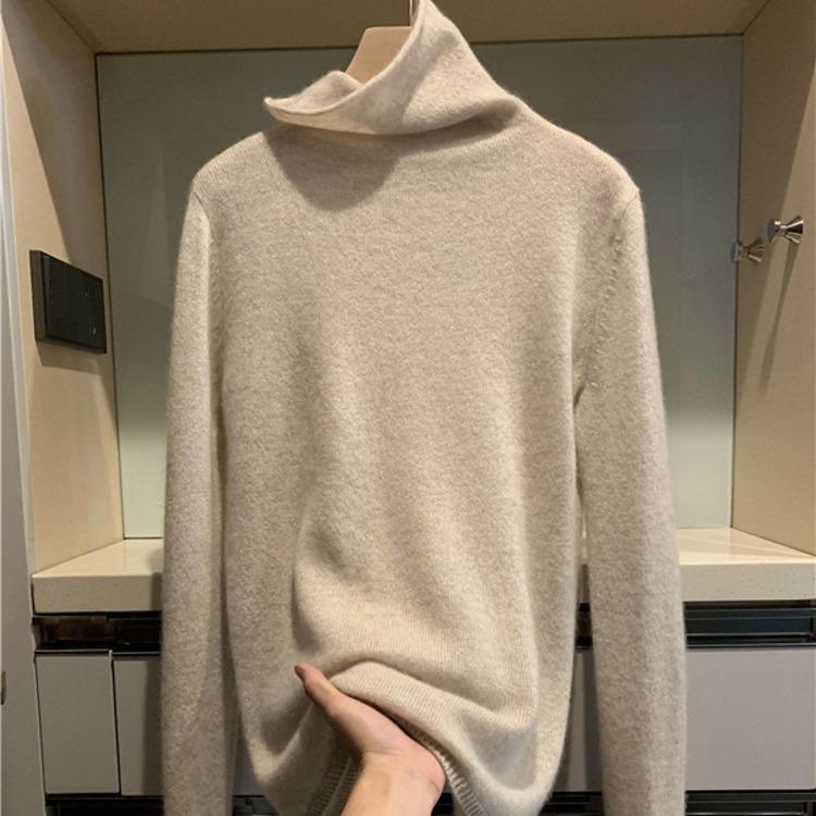 IHUASU High-neck Jumper Women's Autumn and Winter Pullover Short Section of Bright Silk Hundred with Wool Knitted Bottoming Shirt Underwear Tops