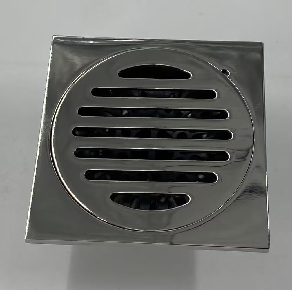 Classic Design Bathroom Kitchen Square Stainless Steel 201 Floor Drain Size 10cm*10cm Polishing Surface
