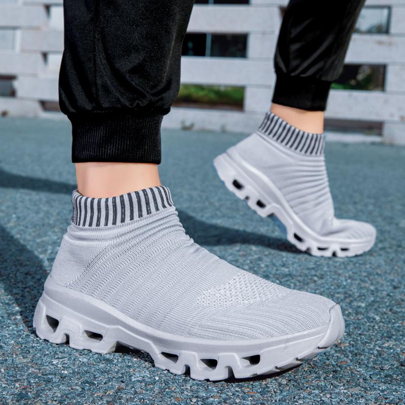 Пара вязаной повседневной спортивной обуви, легкая эластичная обувь для ходьбы и бега, мужская и женская дышащая обувь-носки большого размера 36-47