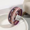 Bohemian Multi-layer Leather Wrap Bracelet with Magnetic Buckle for Women