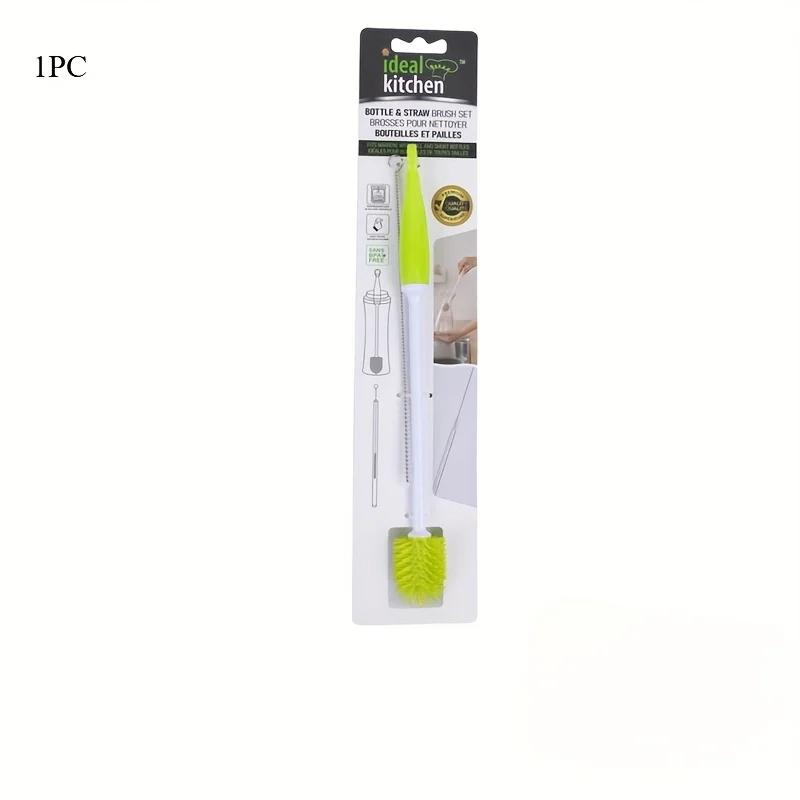 1 шт. Силиконовая щетка для чистки с вращением на 360 градусов | Ручка двойной длины с эргономичной рукояткой - Скраббер для разных поверхностей для бутылок/чашек