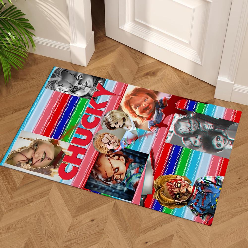Chucky's Rainbow Horror Floor Mat Perfect for Playrooms Kitchen Entryway Bedrooms Antislip Carpet Anime Office Decor
