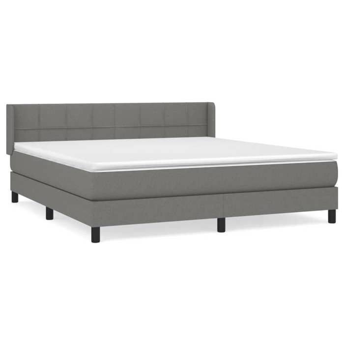 Maison Exclusive - Sommier à lattes de lit avec matelas Gris foncé 160x200cm Tissu