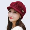 Вязаная шерстяная шапка, однотонная вязаная шапка, женская мода, зимний головной убор для пожилых людей