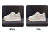 2025 White Low-Top Thick-Soled Platform Shoes - Small Size, Breathable, Height-Enhancing, All-Match Casual Footwear for Spring & Autumn