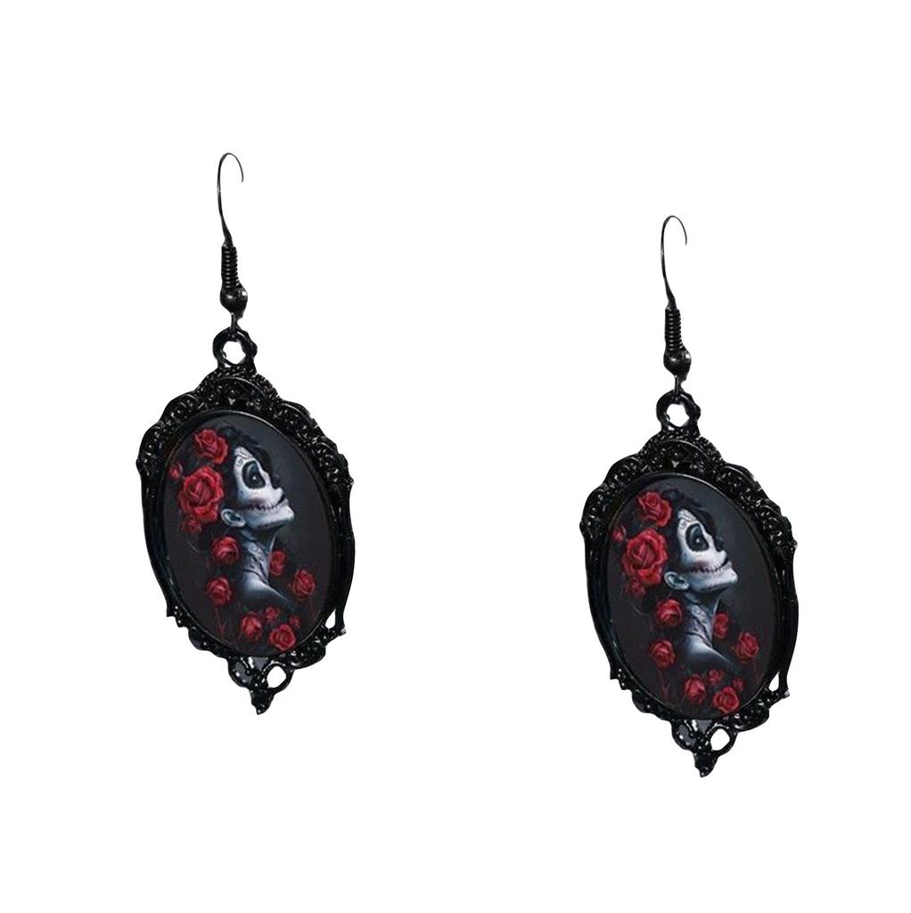 Серьги в готическом стиле, Серьги-розы, Элегантные аксессуары, Подвески для ушей, 1 пара черных подвесок-роз, Готические серьги из сплава
