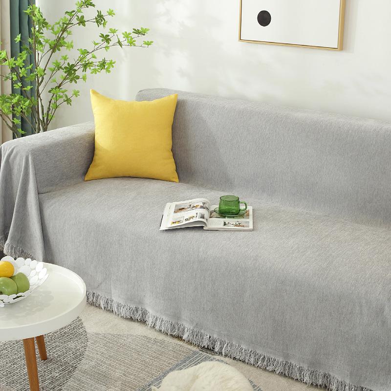 Скандинавский однотонный шенилловый чехол с кисточками шарф современный минималистский диван полотенце простой дом
