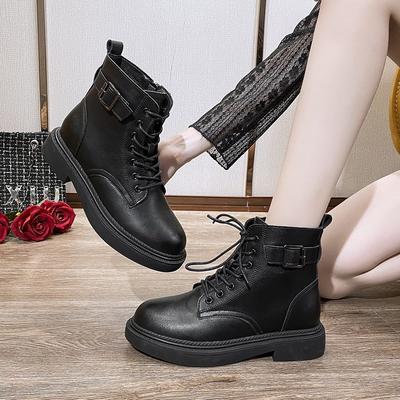 Простые и модные женские туфли в британском стиле с высоким берцем из кожи Рабочие ботинки Модные ботинки Женская обувь