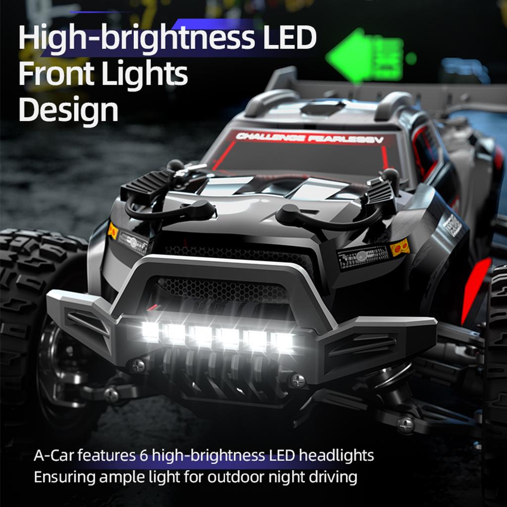 Remote Control Car, 1:18 Scale 28 KPH High Speed Off Road Vehicle with LED Headlights, 4WD All Terrain Electric Crawler