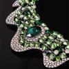 Green Crystal Diamond Short Clavicle Necklace Earrings Set Dress Dinner Banquet Bridal Women's Jewelry