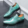 Designer Men's Pointed Fish Scale Pattern Patent Leather Oxford Shoes Business Wedding Dress Blue Green Sapatos Tenis Masculino