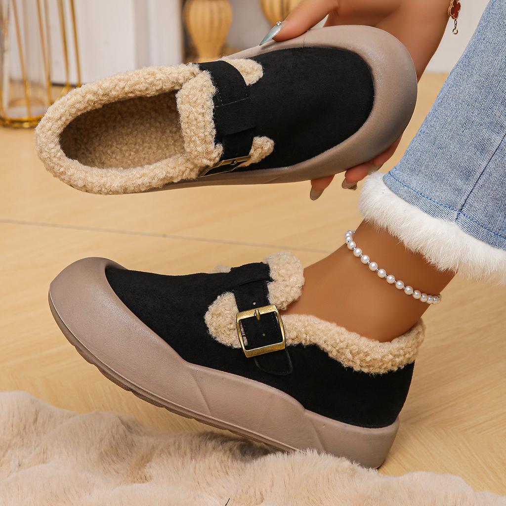 Mix Color Faux Fur Snow Boots Women 2025 Autumn Round Toe Thick Bottom Ankle Boots Warm Short Plush Non Slip Booties