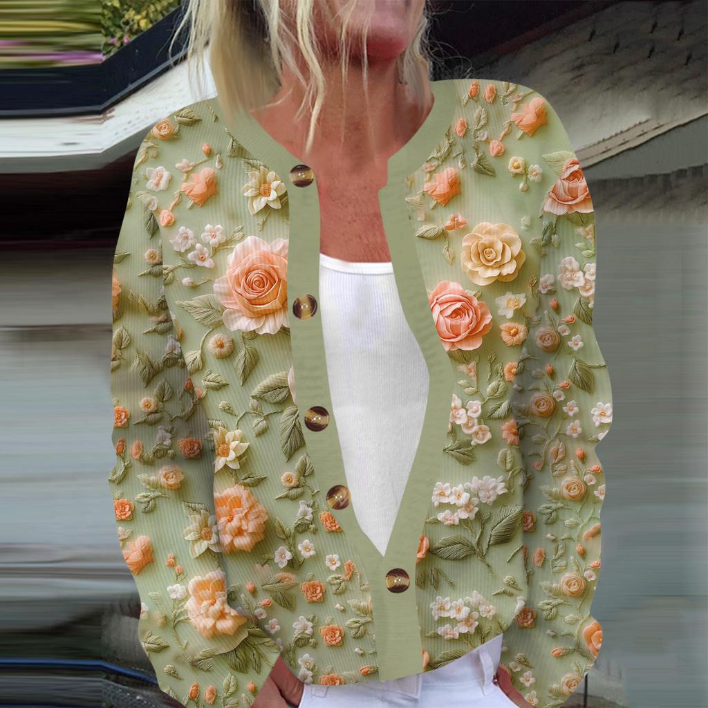 Women's Fashion Long Sleeve Christmas Snowman Snowflake Print Jacket Cardigan