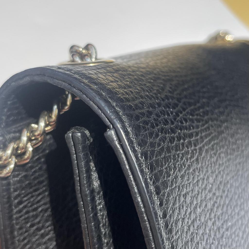 [Pre-Owned] Double G Chain Shoulder Strap Pebbled Leather Messenger Bag Accordion Crossbody Bag - Very Good #197NET1