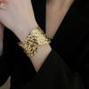 Leaf Cuff Bangles Gold Silver Exaggerated Bracelet Unique Wide Open Bangle  Women