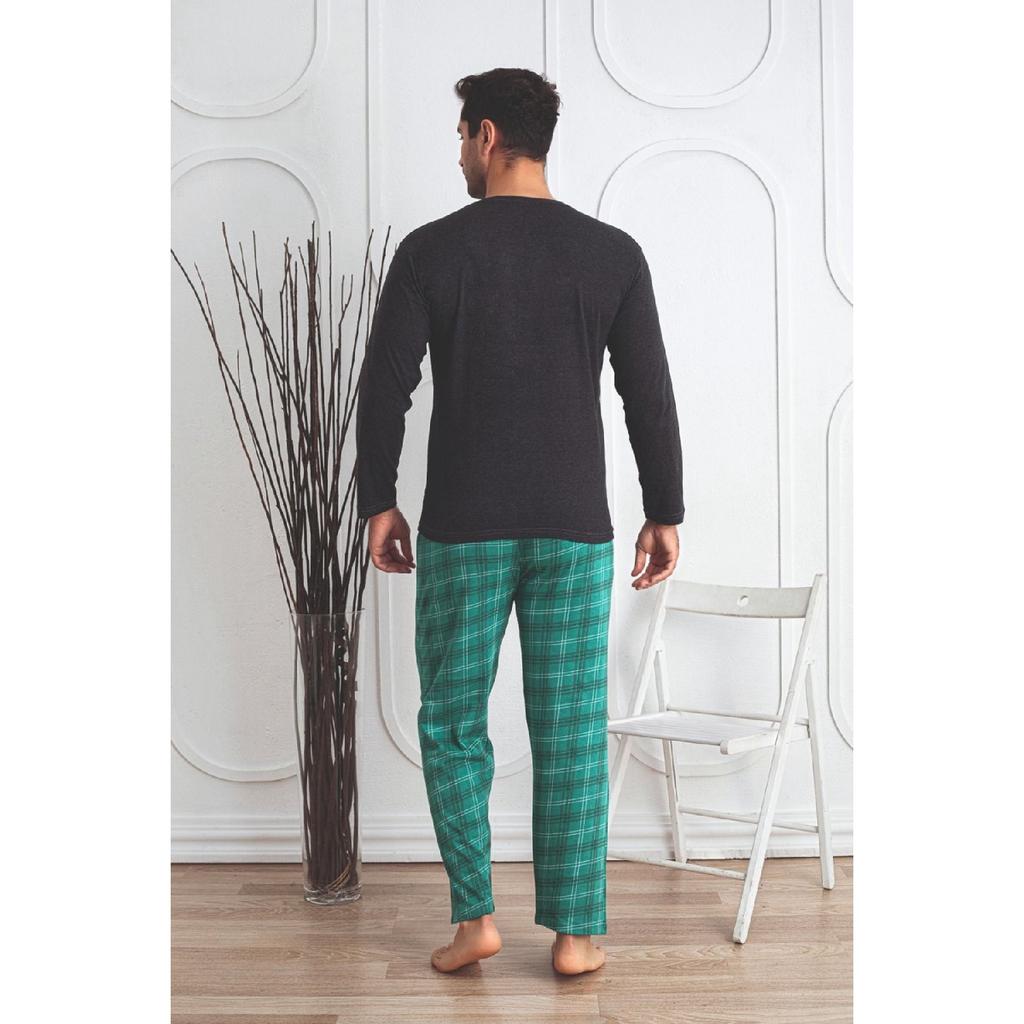 Мужской хлопковый пижамный комплект с длинными рукавами. Сезонный продукт.