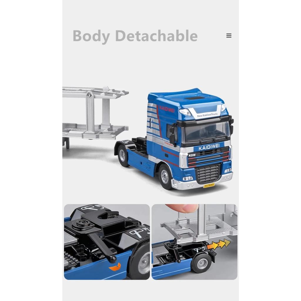 1/50 Alloy Double Deck Flatbed Trailer Model Diecast Metal Heavy Semi Trailer Transport Vehicle Truck Car Model Simulation Kids Gifts