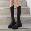 Fashion Winter Women Knee- High Chelsea Boots High Heels Platform Designer Shoes Brand 2024 Fashion New Goth Chunky Women High Boots