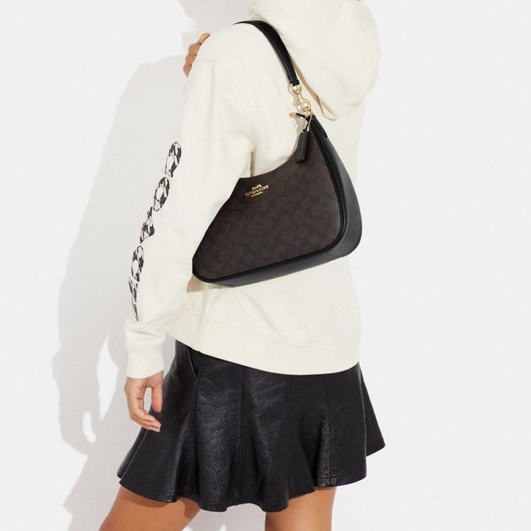 COACH Hobo Leather Saddle Bag , Handbag , Shoulder Bag Large Women's Black (Unisex) Shoulder Bags CK161 IMAA8