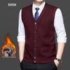 Luomeng Men's Fleece-Lined Business Casual Knitted Vest