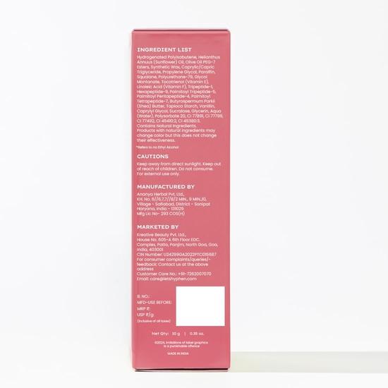 Hyphen Tinted Lip Balm - Marshmallow Pink | 1% Vitamin E, 2% Squalane & Peptides | 24h Moisturization & Hydration for Dry & Chapped Lips - 10 G