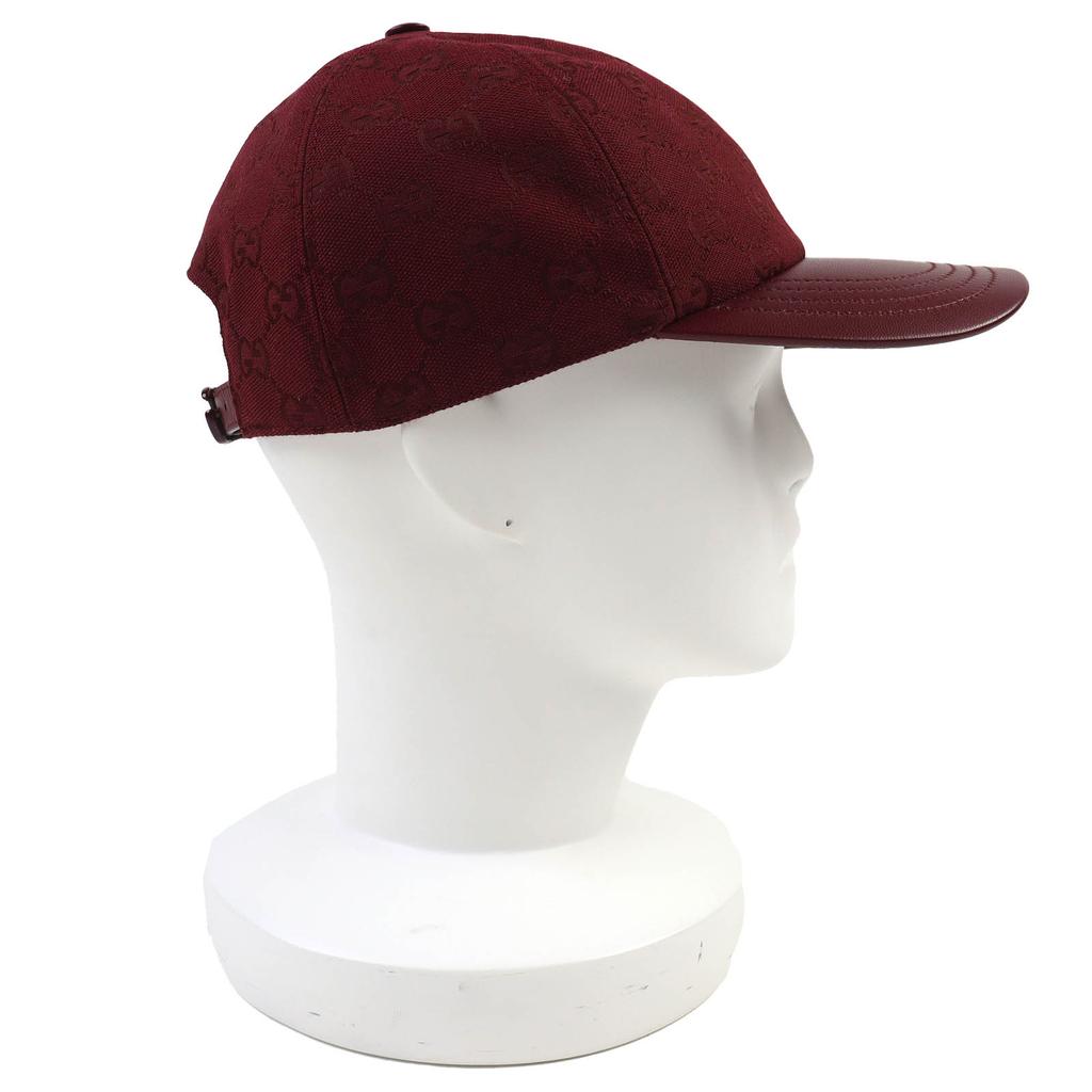 Безупречная кепка GUCCI Канва GG Монограмма и Кожа Бордовый хлопок Женская L 833272 Б/у