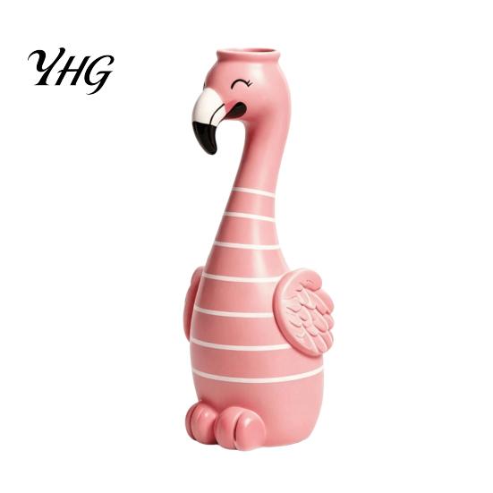 Artistic Floral Container Cute Resin Flamingo Decorative Vase, Pink Flower Holder Figurine, Animal Shape Vase Tabletop Ornament for Dried Artificial