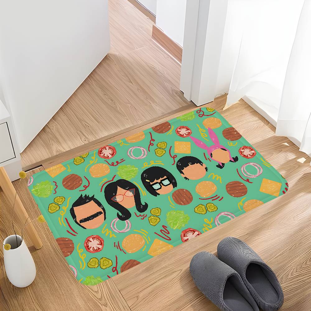 Cartoon B-Bobs Anime BurgersES Entrance Door Mat Washable Non-Slip Living Room Sofa Chairs Area Mat Kitchen Welcome Doormat
