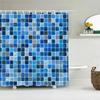 Modern Simple Mosaic Shower Curtain Waterproof Bath Curtains with 12 Hooks for Bathroom Home Decoration Polyester Fabric Screen