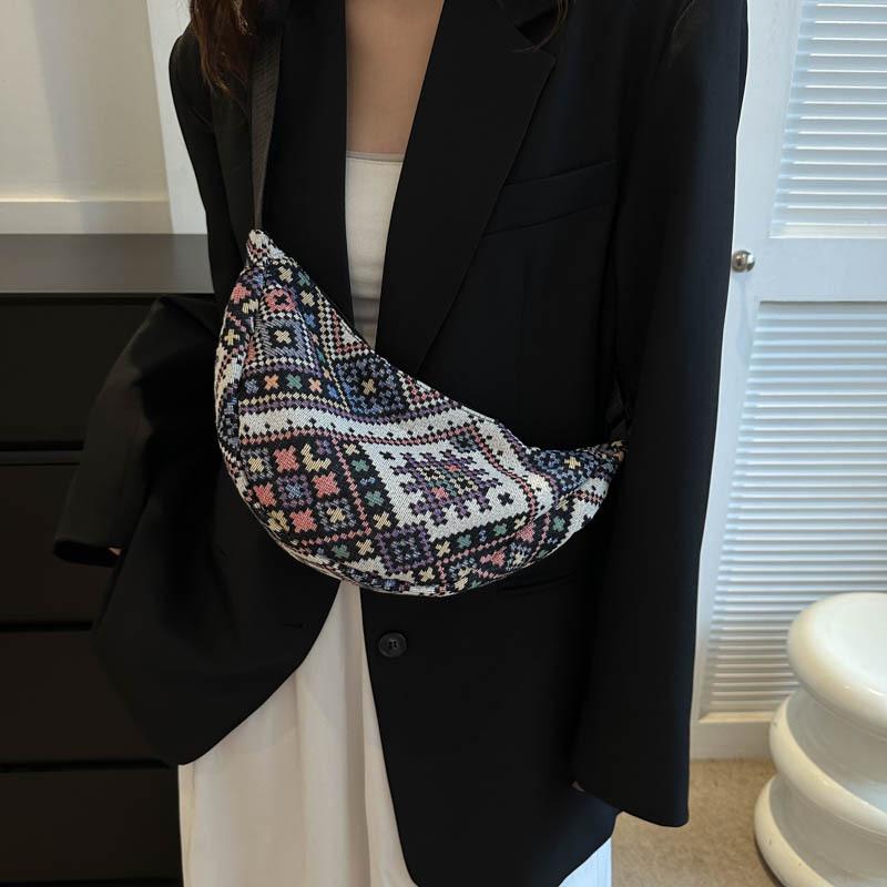 2023 Женская этническая шерстяная ретро сумка-пельмень через плечо - Универсальная и модная