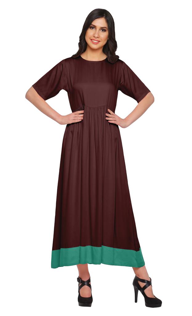 Moomaya Solid Casual Cotton Dress For Women A-Line Long Maxi Kurti Women