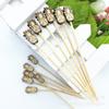 100Pcs Bamboo Fruit Picks Disposable Fruit Forks Cocktail Picks Cute Decorative Toothpicks Flower Picks Custom Food Picks