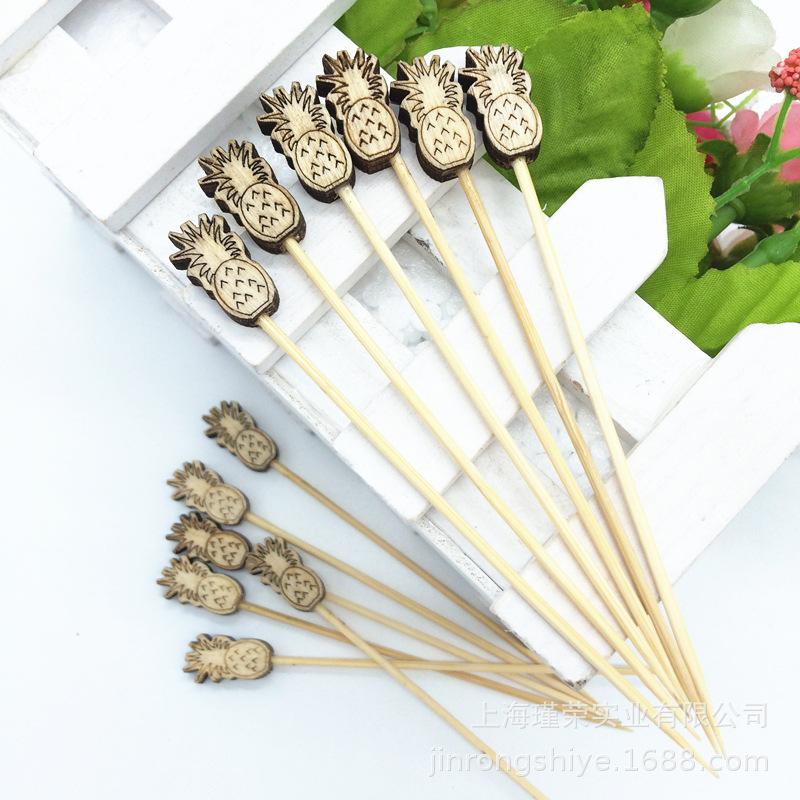 100Pcs Bamboo Fruit Picks Disposable Fruit Forks Cocktail Picks Cute Decorative Toothpicks Flower Picks Custom Food Picks