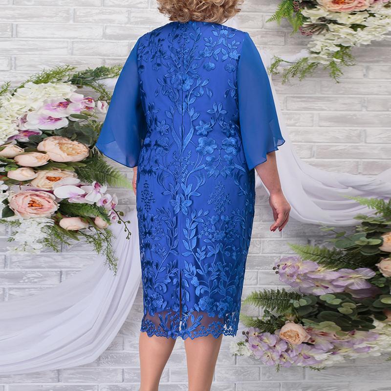 Женское платье Лето с коротким рукавом и вышивкой Женские длинные платья Кружевные платья с круглым вырезом большого размера