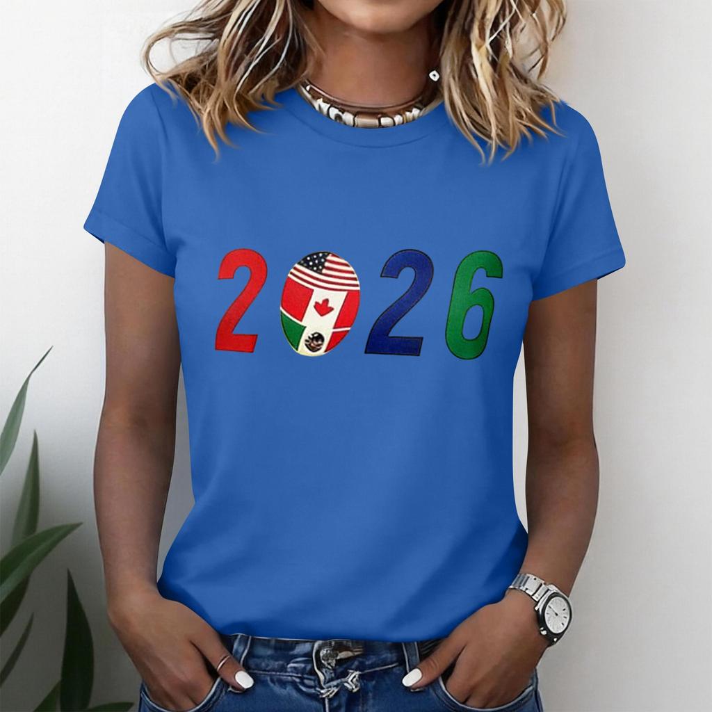 Women's Casual Short Sleeve T-Shirt Crew Neck 2026 Soccer Graphic Print Lightweight Soft Fabric Comfortable Fit