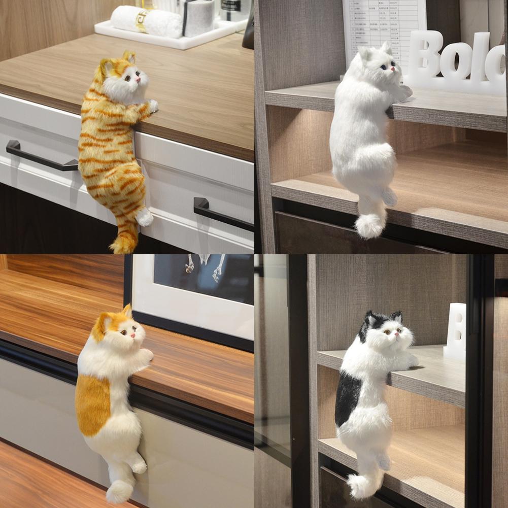 Милые плюшевые игрушки-симуляции кошек, украшения, мягкие игрушки, фигурки животных, настольные кошки, подвесные котята, телевизор, реалистичные пушистые игрушки для шкафа, декоративная фигурка O6M3