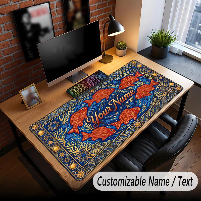 Fish Ocean Theme Custom Mouse Pad Personalized With Name Text Customized Desk Mat For Office Home Decor