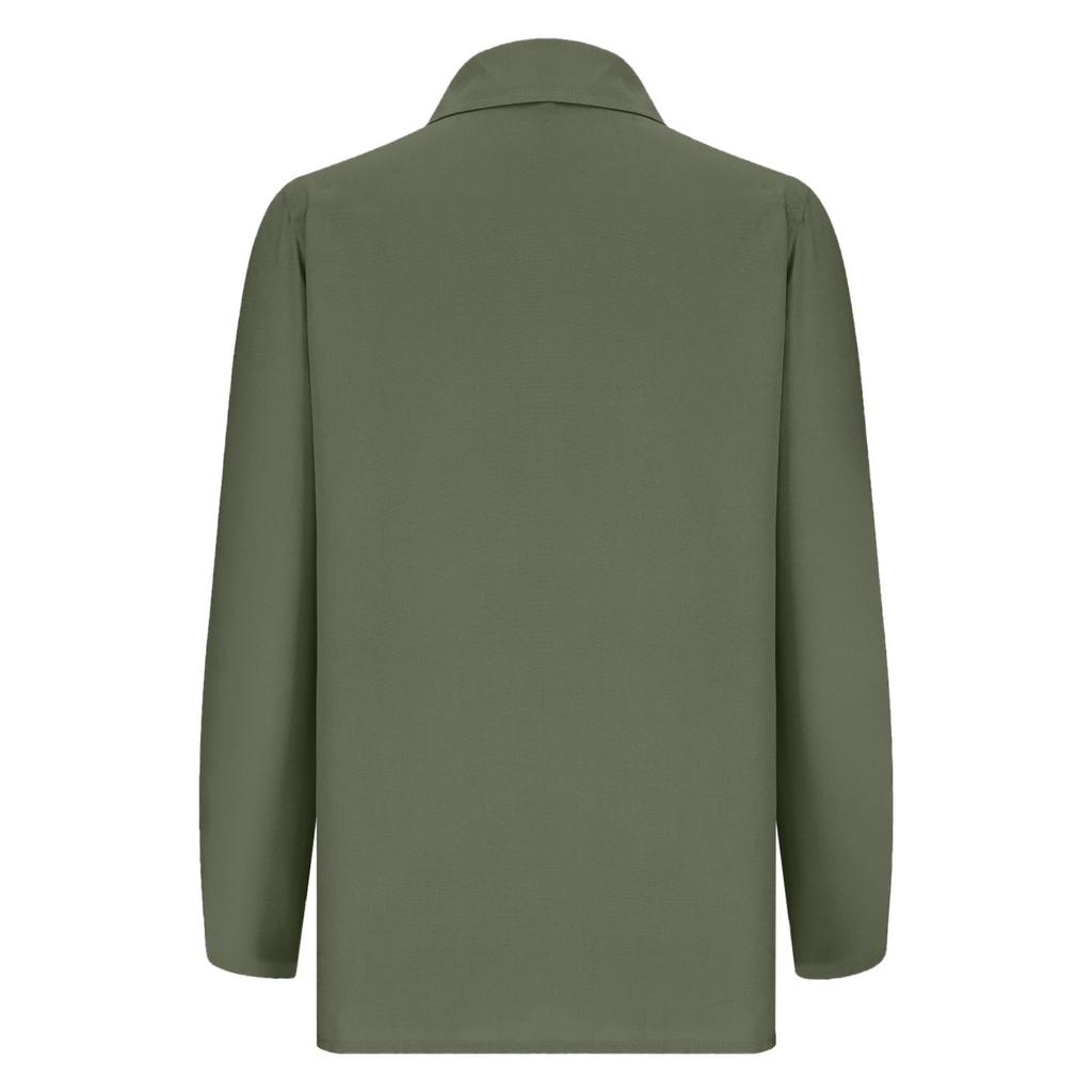 Women's Fashion Lapel Single Breasted Pocket Long Sleeve Solid Colour Casual Shirt Top