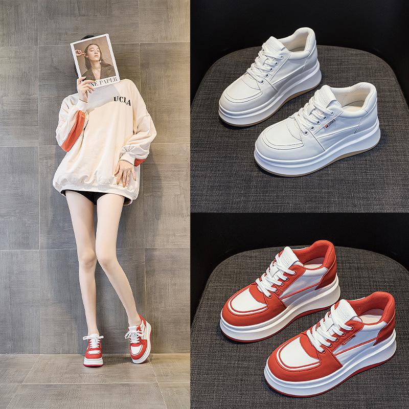 Small White Shoes Spring Quality Muffin Shoes Inner Heightening Thick Soles Casual Fashion Board Shoes Leather Women's Shoes