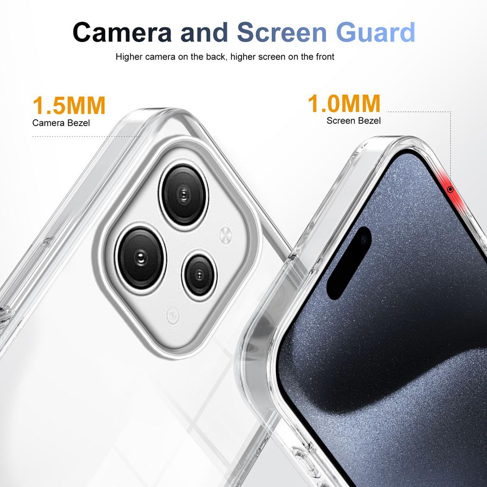 KEYSION Прозрачный чехол для Redmi 12 4G 5G Мягкий ТПУ+ПК Нескользящий HD Прозрачный Противоударный Чехол для телефона для Xiaomi Redmi 12C